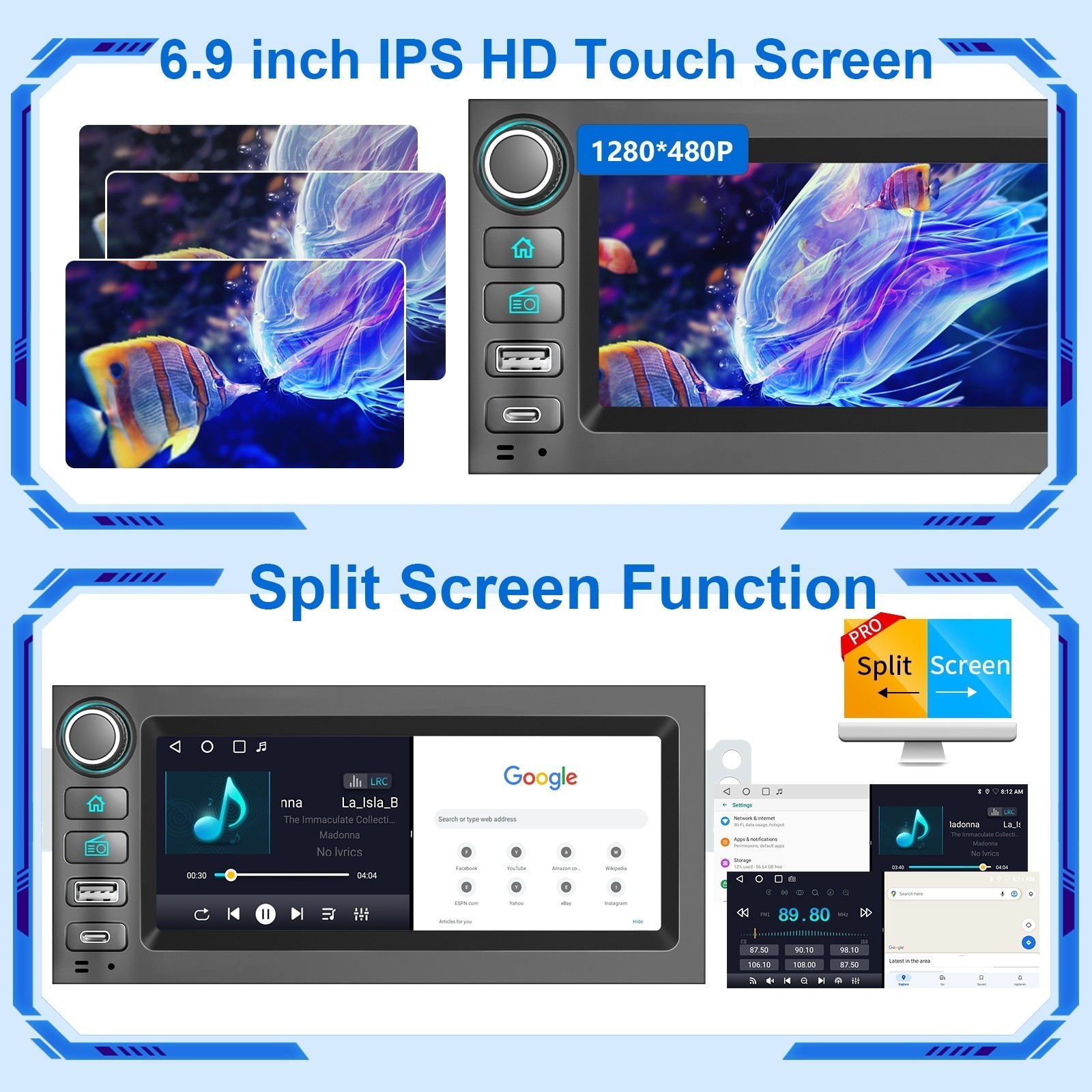 Plug play For GMC Jimmy Sonoma 1998-2001 Apple Carplay Car Stereo Radio GPS Navi