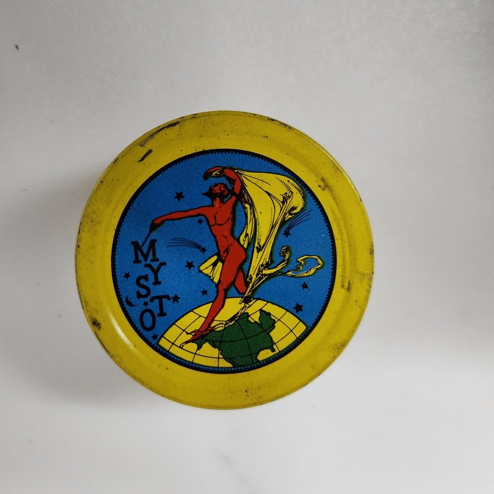 Gilbert Mysto Magic Red Devil Double Sided Tin Round with Insert 1930s