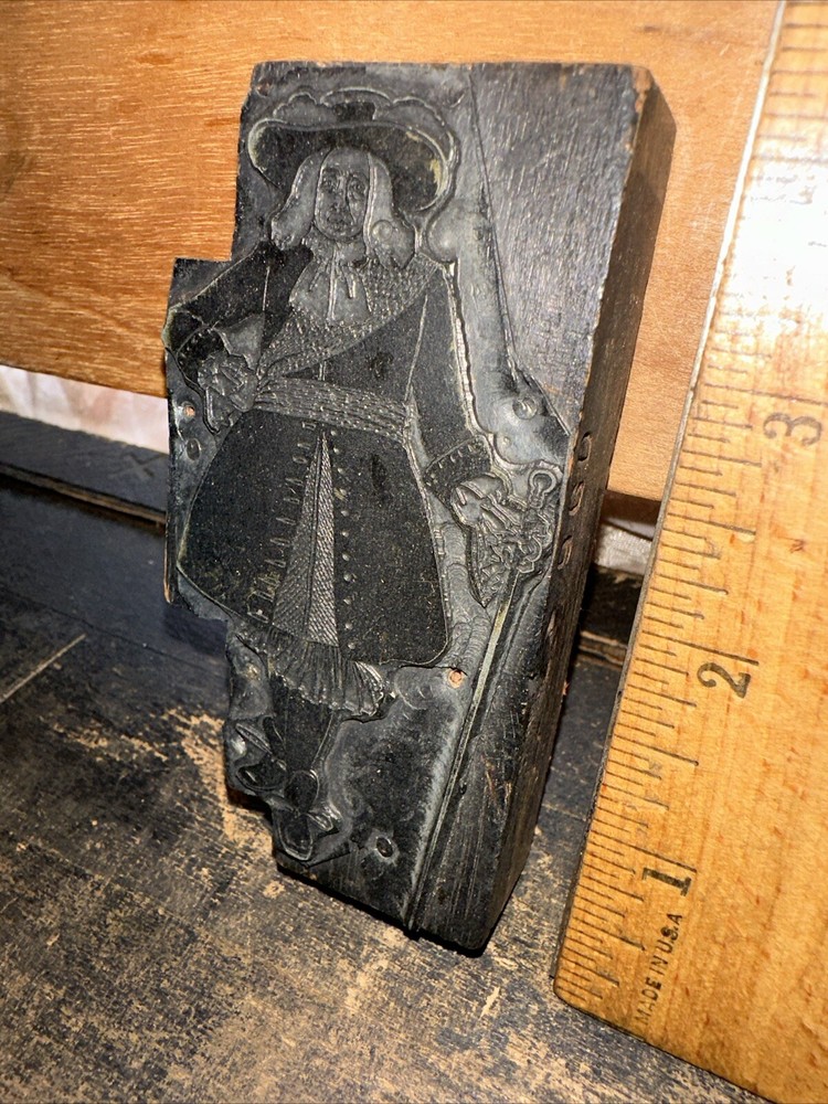 Printing Block Type Cut ( Pilgrim Quaker In Full Uniform ) Nice Image!￼