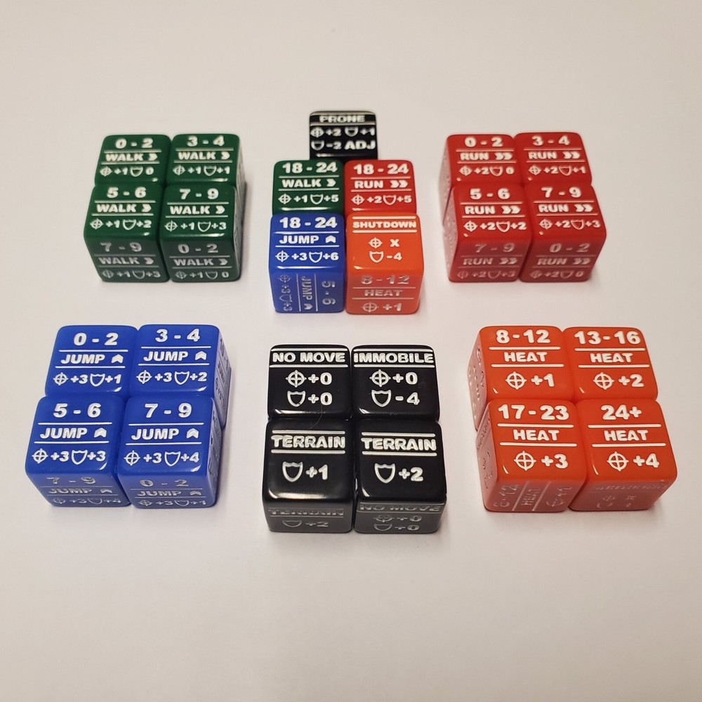 Battletech Standard & Special Movement Modifier and Heat Modifier 25 Dice Bundle
