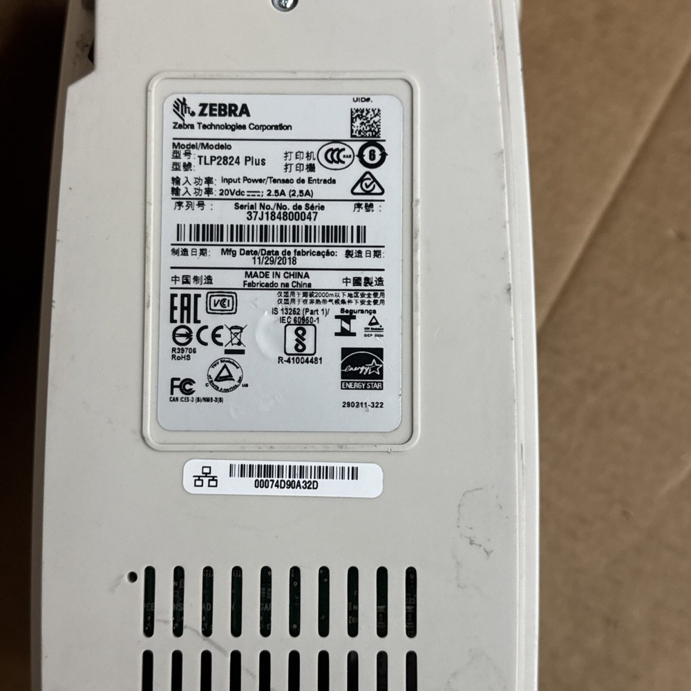 Zebra 282P-101520-000 Barcode Label Printer