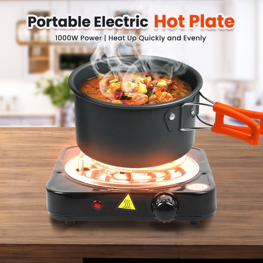 1000W Single Electric Stove Burner Travel Compact Small Hot Plate Dorm Portable