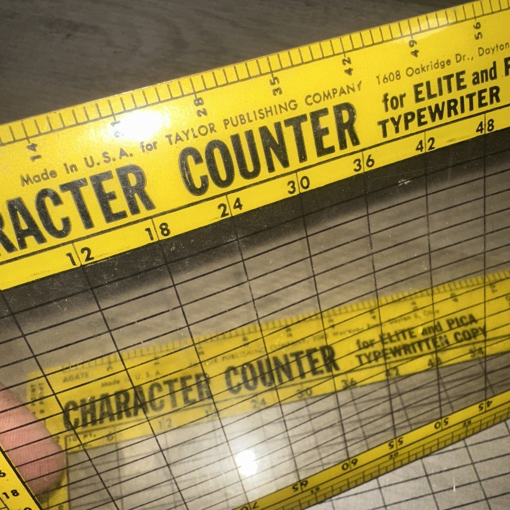 Plastic template character counter For Elite & Pica Typewritten Copy