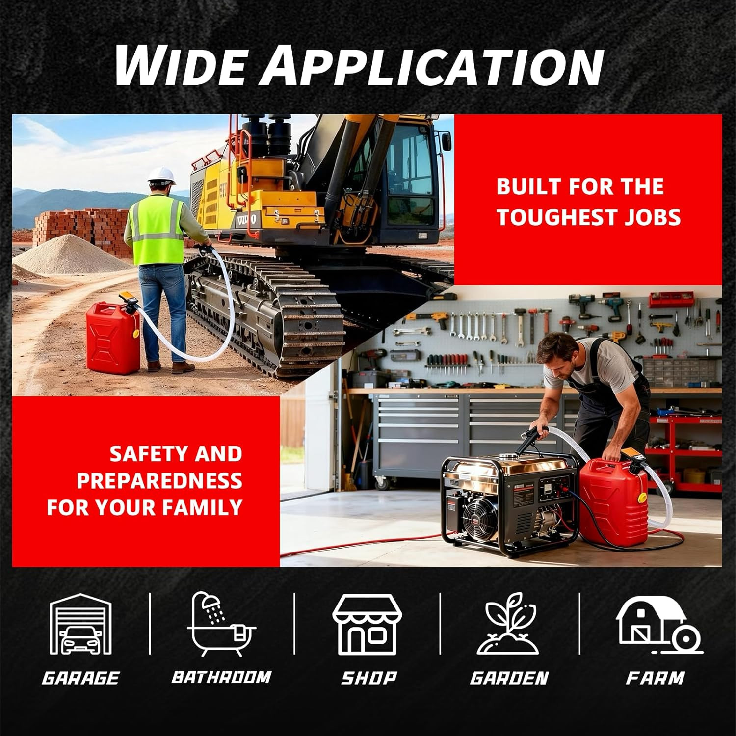 Gas Can Fuel Pump Cordless - 3.8 GPM Fast Flow Fuel Transfer Pump with Auto-Stop