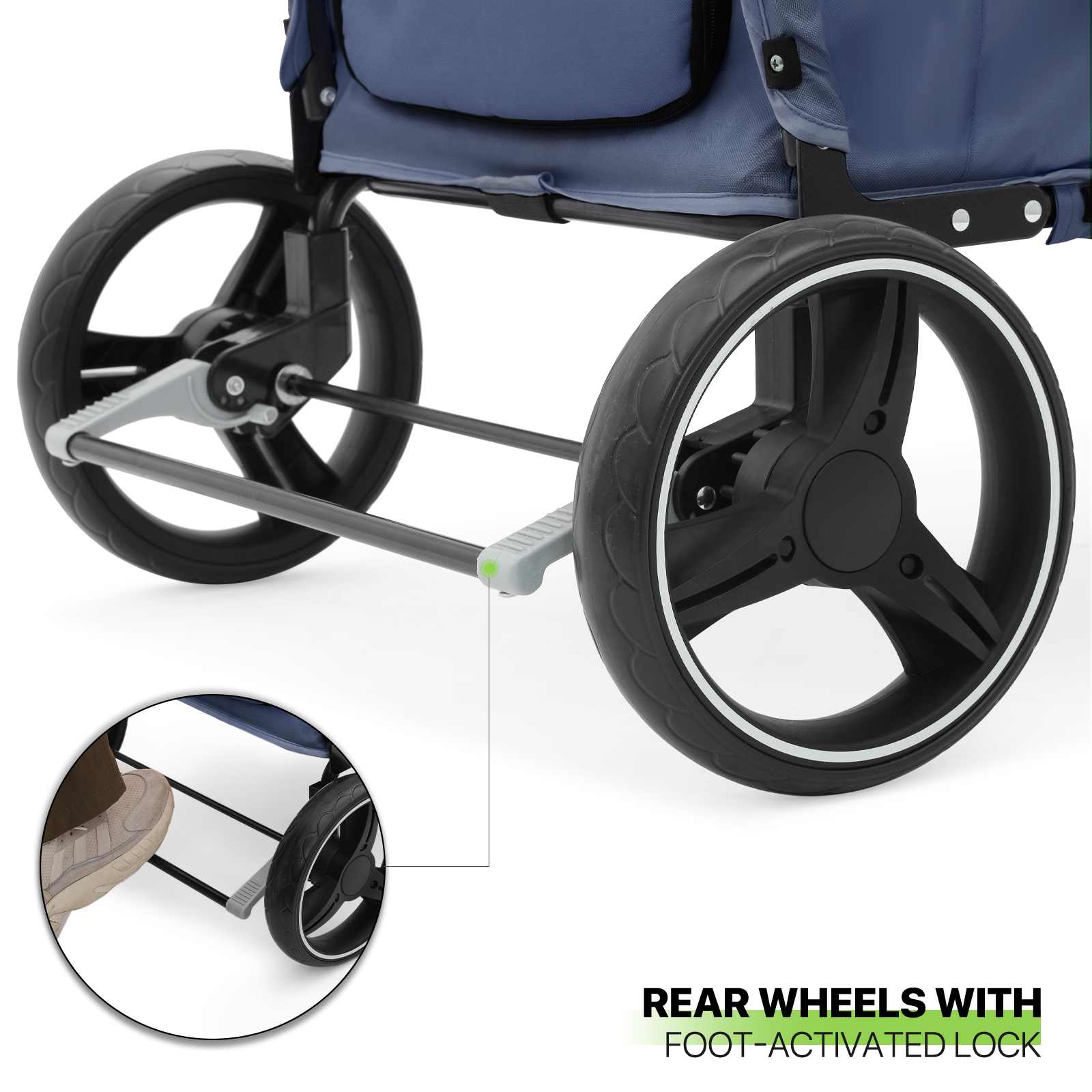 Folding Dog Stroller Blue Portable Pet Travel Carrier Cart w/Foot Activated Lock