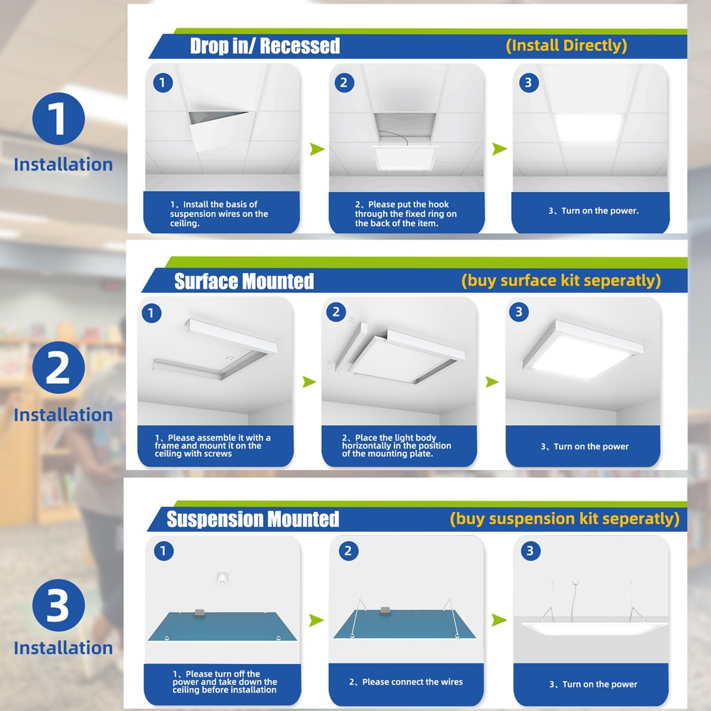 4Pack 2x2 LED Panel Light,5000K Daylight,Dimmable 0-10V Recessed Troffer Light