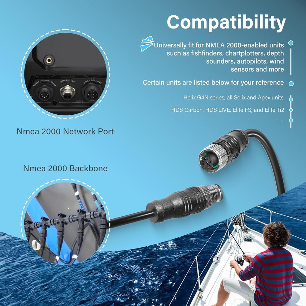 for Lowrance NMEA 2000 6 Meter Backbone Drop Extension Marine Network Cable