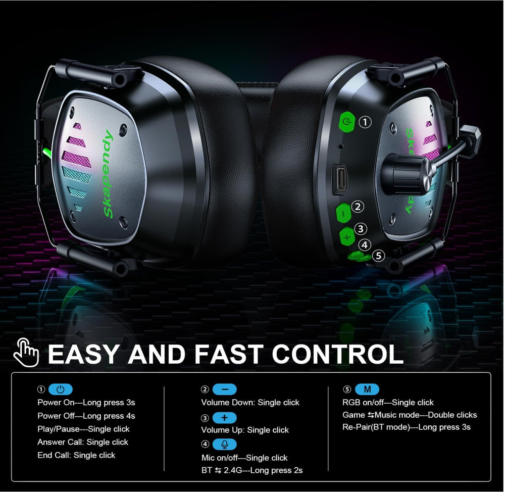 VK81 Wireless Gaming Headset for Atari 2600 Accessories, PS5, PS4, Switch, Mac,