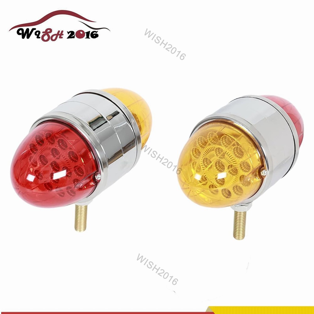 2PCS 17 LED Dual Function Watermelon Double Face Light Amber Red Chrome Lights