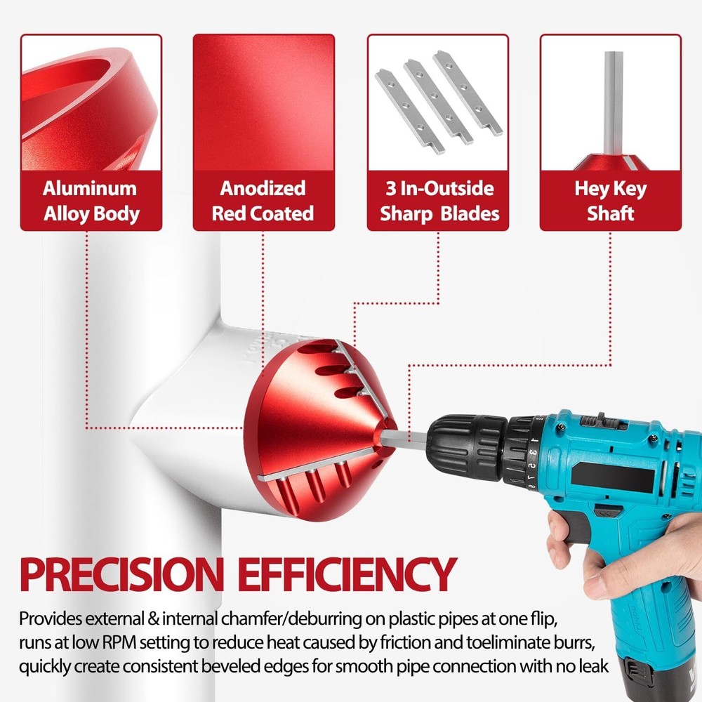 2in1 Inner-Outer Pipe Deburring Tool PVC Chamfer Reamer Tool For PVC ABS PP PE