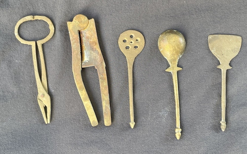 Vintage Middle Eastern Brass Mini Tool Set 1940s