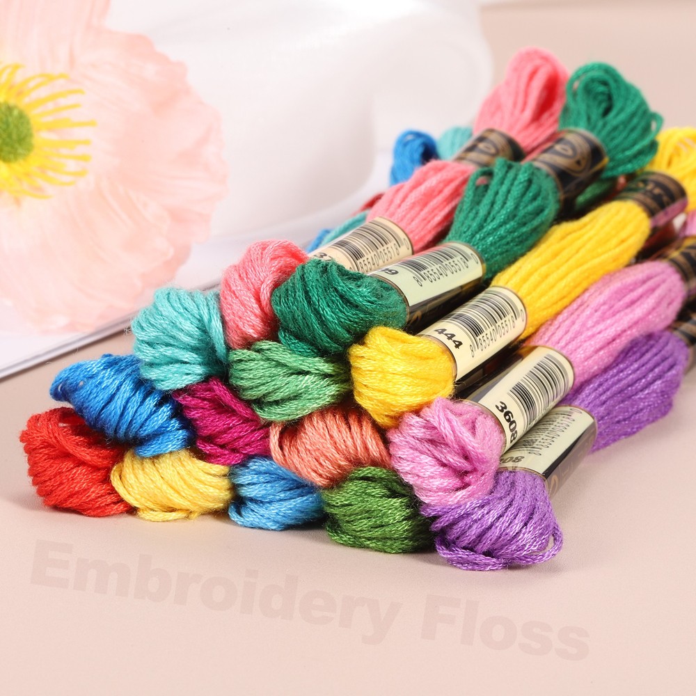 14 Skeins Embroidery Floss, Polyester Threads Multicolored Dark Red