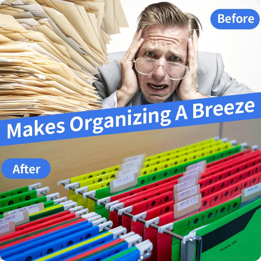 Hanging File Folder Tabs, 120 Pcs File Folder Tabs and 200 Pcs Inserts, File Tab