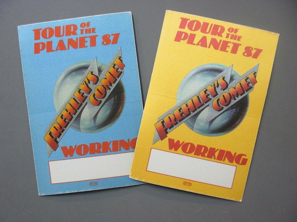 Frehley's Comet satin cloth backstage passes TWO Tour of the Planets '87 Working