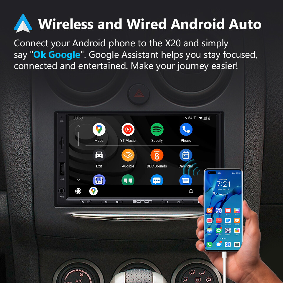 Eonon Double Din 7" inch QLED Android Auto CarPlay Car Radio Stereo GPS Navi DSP