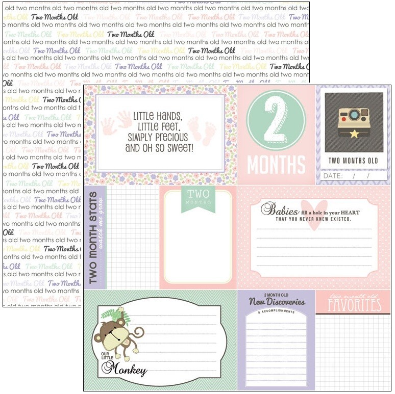 Baby's First Year, Girl, 13 sheets, scrapbook paper - Scrapbook Customs 36984