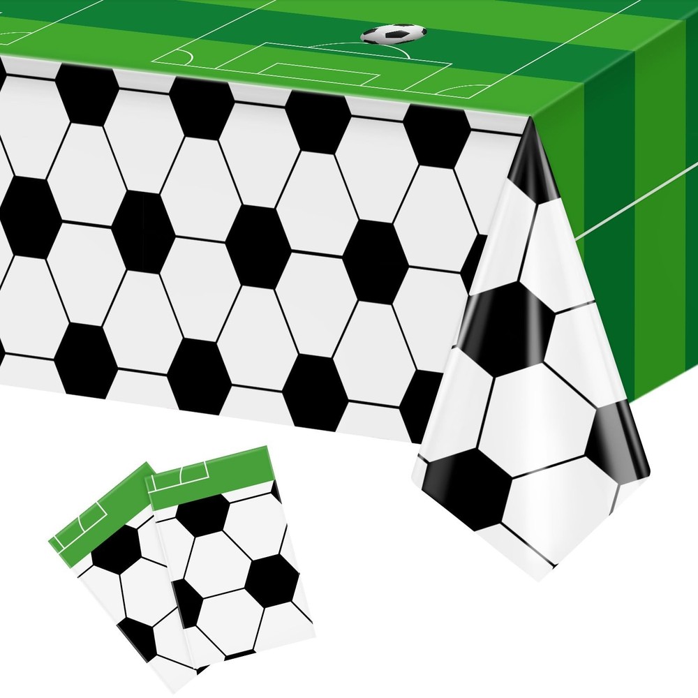 2 Pcs Soccer Table Cloth 54 x 108 Inches Disposable Plastic Rectangular Table...
