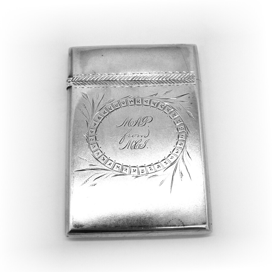 Engraved Card Case Gorham Sterling Silver 1872 Mono MAP from MEJ
