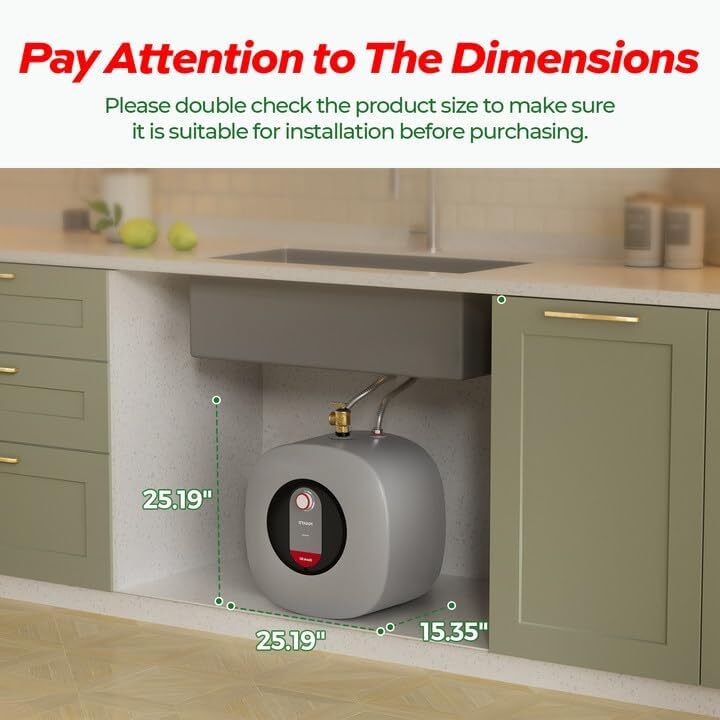 FOGATTI 8 Gallon Electric Mini Tank Hot Water Heater Shower Compact Storage 120V