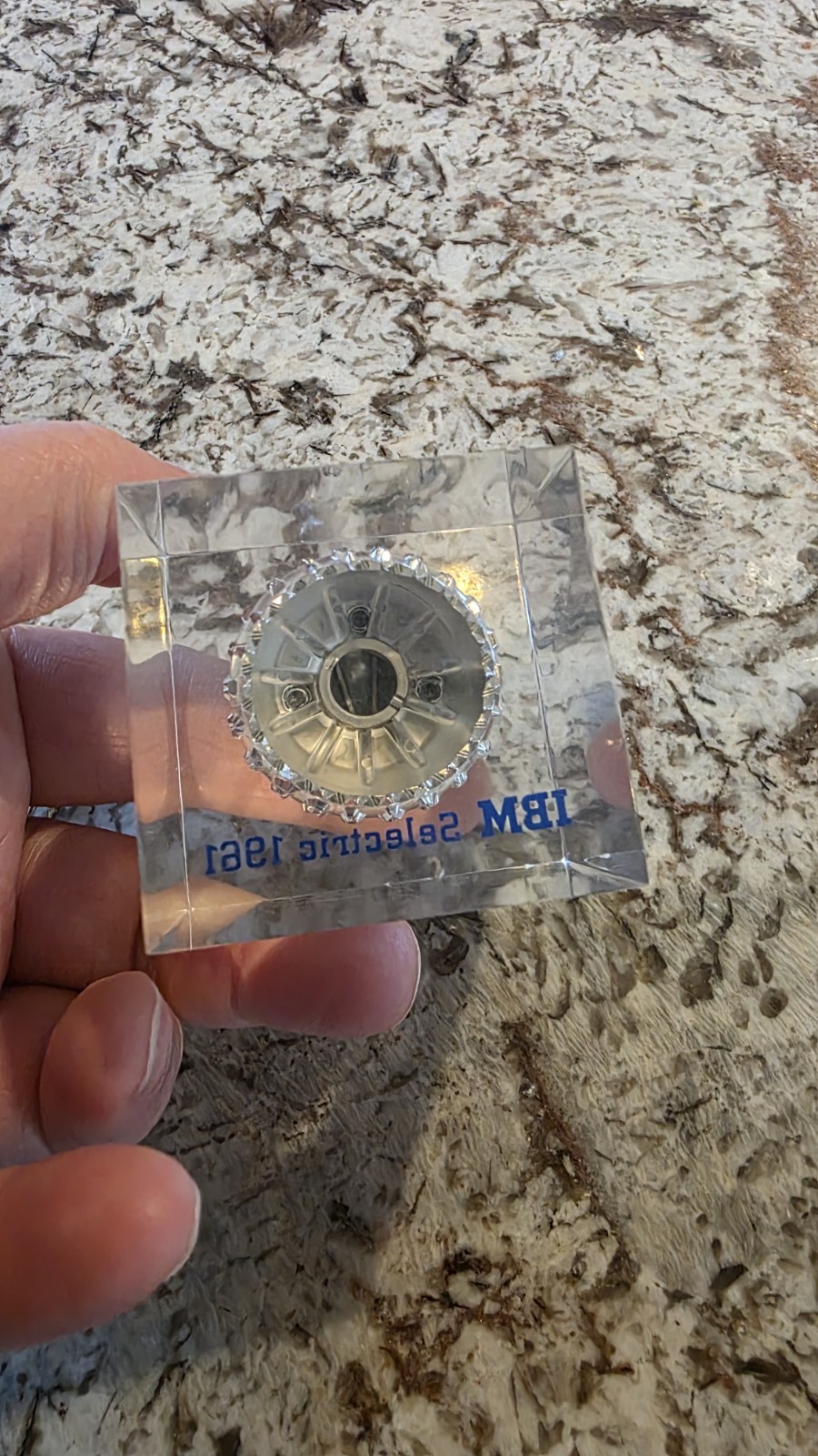 1961 IBM SELECTRIC TYPEFACE ADVERTISING LUCITE CUBE PAPERWEIGHT TYPEWRITER Rare