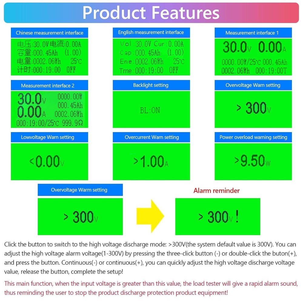 Versatile 200V Electronic Load Tester - Portable 20A Resistor Multimeter Module
