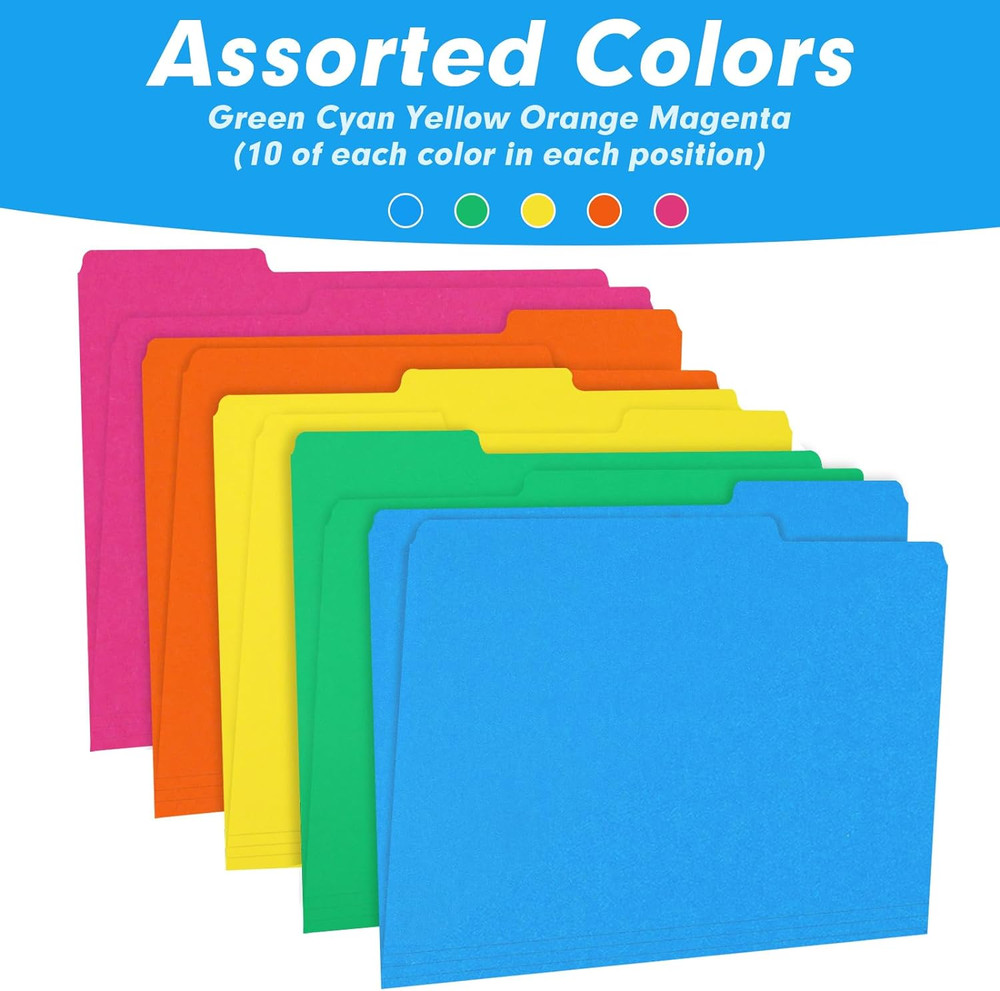 File Folder, 150 Pack 1/3 Cut Tab Colored File Folders, File Folder Letter S...
