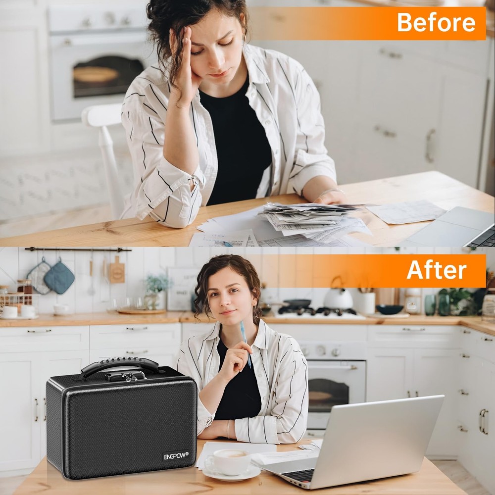 ENGPOW Fireproof Money Box, Small Hard Case Fireproof Box with Fireproof Zipp...