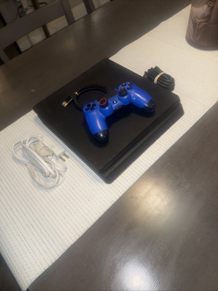 Sony PlayStation 4 Slim 1TB Console & Controller Cables -Tested & Working