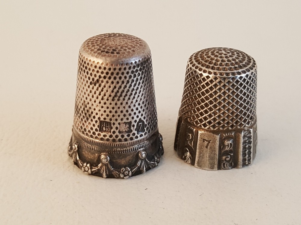 Vintage 2 sterling silver thimbles 7 Germany