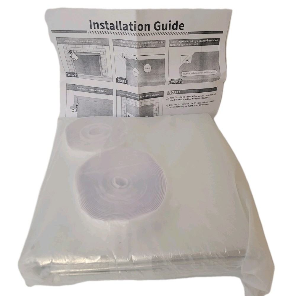 Fireplace Insulation Cover Draft Blocker w/ Installation Guide New