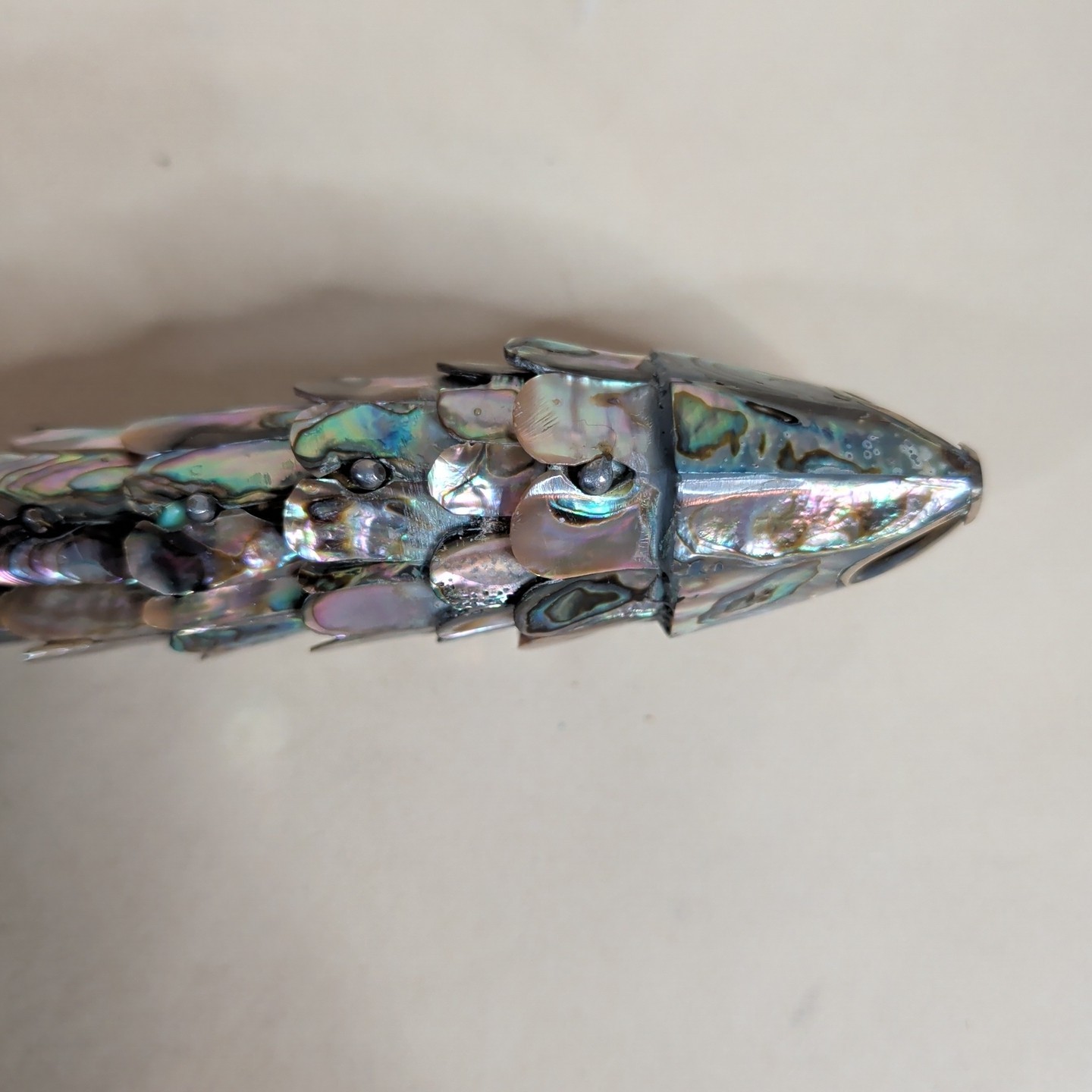 RARE RARE MEX Whimsical Silverplate Abalone Articulated Fish Motif Bottle Opener