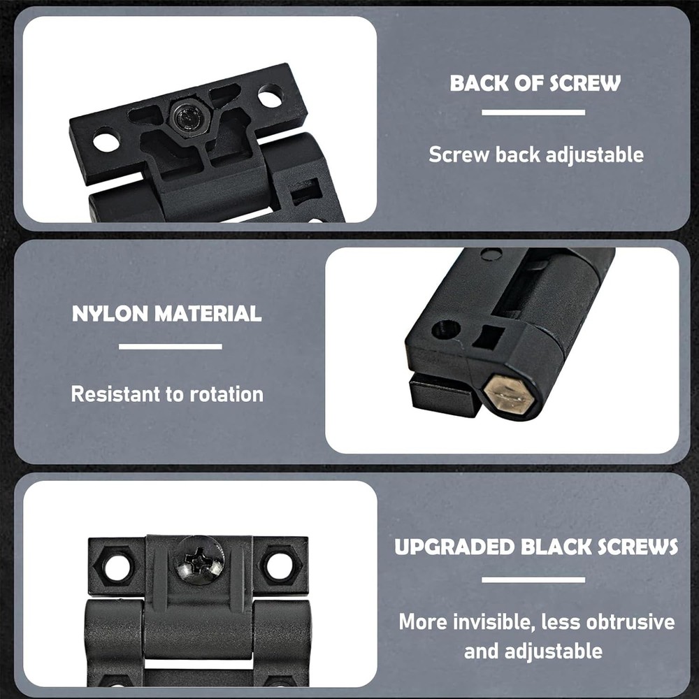 10 Pack Adjustable Torque Hinge, 43mmx36mm 4 Countersunk Holes with Black