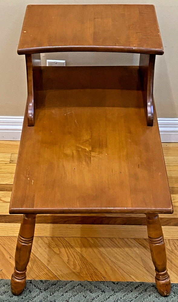 Mid Century Solid Oak End Table ~ Two Tiers