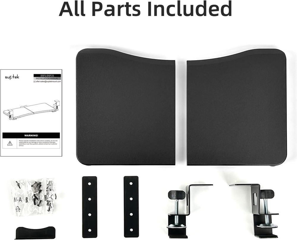 Suptek Small Keyboard Tray under Desk Pull Out with C Clamp Mount, Computer Keyb