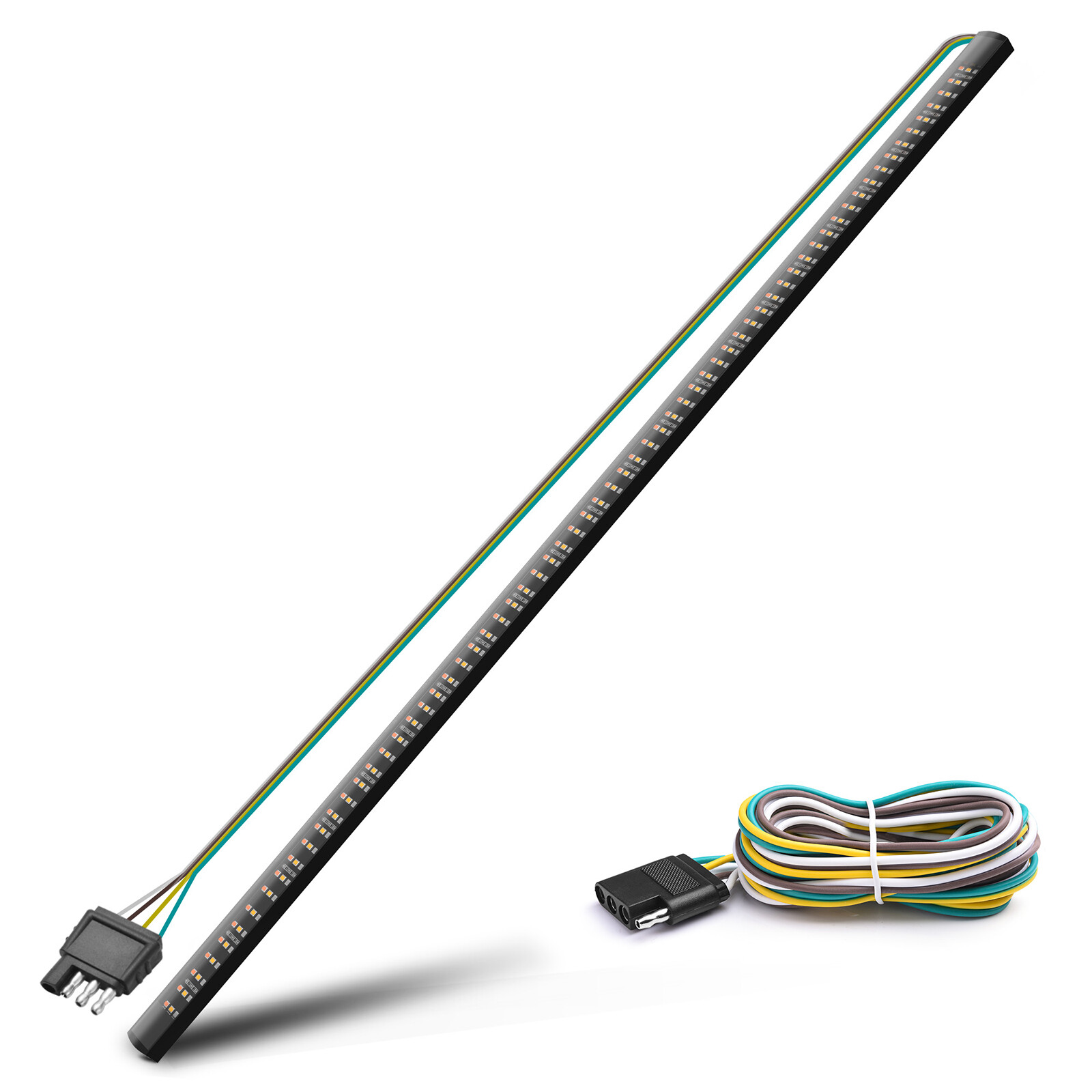 48 Inches Triple 360 LEDs Tailgate Strip Light Waterproof w/4-Way Flat Connector