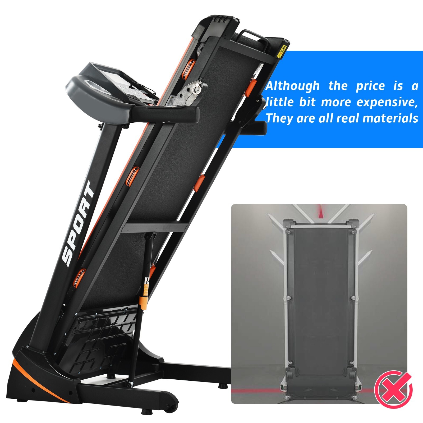 3.25HP Folding Treadmill with Incline Running Machine Adjustable Speed for Home