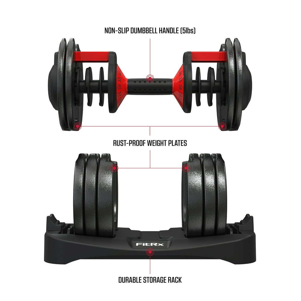Adjustable Dumbbell Weights Set 5-52.5 Lbs Quick-Select Weight Training Rack Set