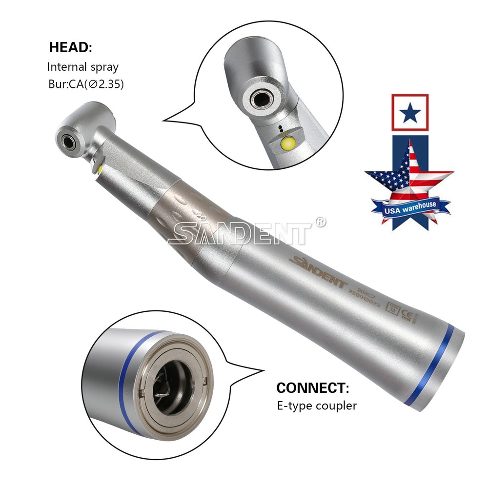 Dental 1:1 Contra Angle E-generator LED Internal Way Low Speed Handpiece E-type