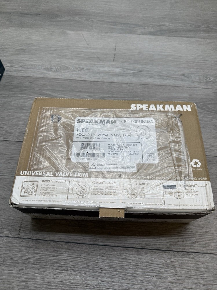 Speakman CPT-1000-UNI-MB Neo Single Function Valve Trim Only, Matte Black