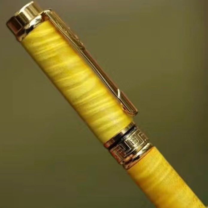 Golden Nanmu Wood Dual-Use Pen Set Fountain & Ballpoint Gift