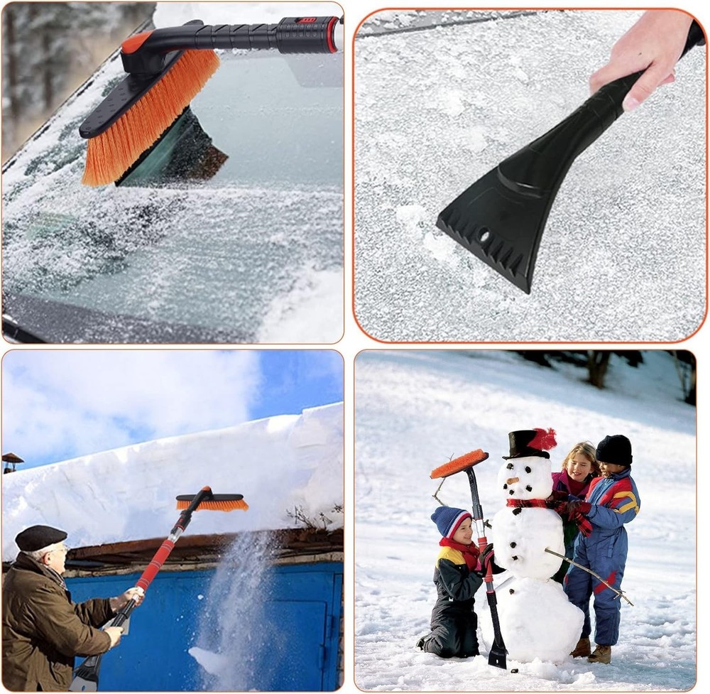 47.2" Extendable Snow Brush and Wider Ice Scraper 4.73" Width with 360° Pivot...