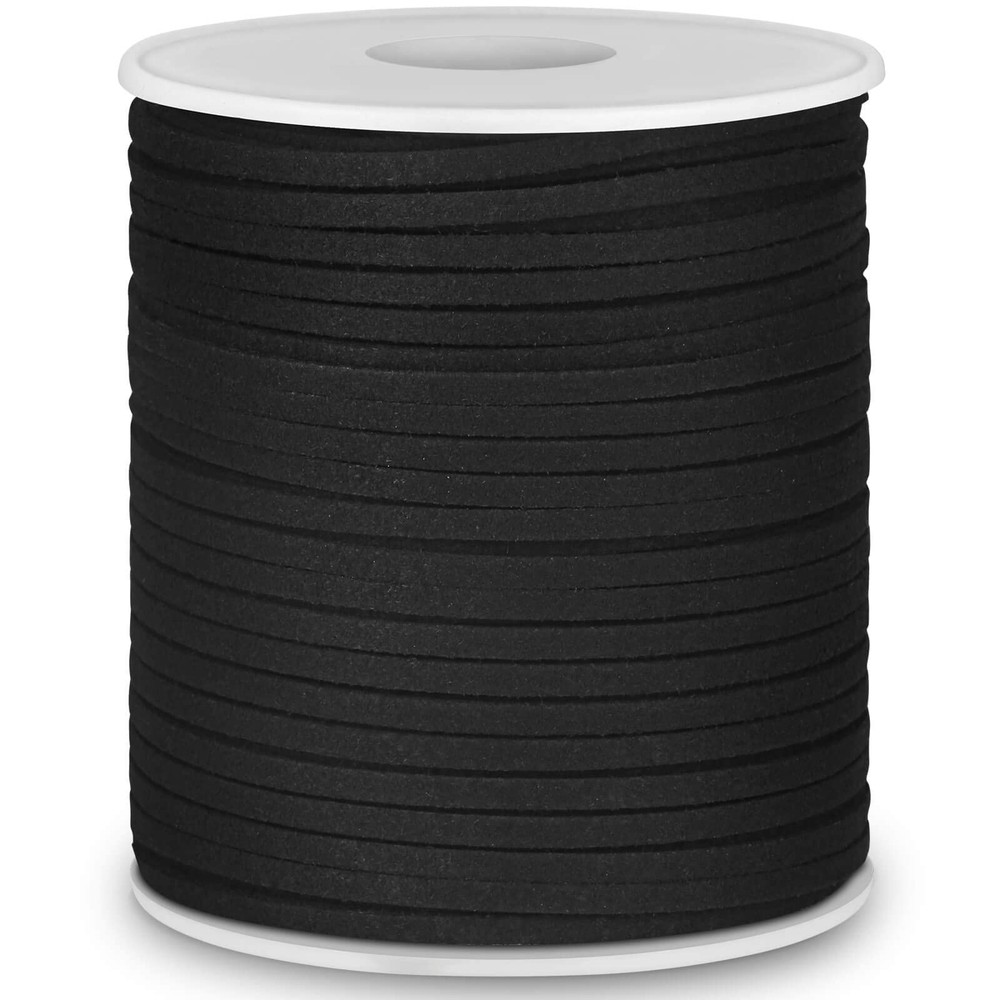 Leather String, Flat Suede Cord Faux Thin Lace for Black