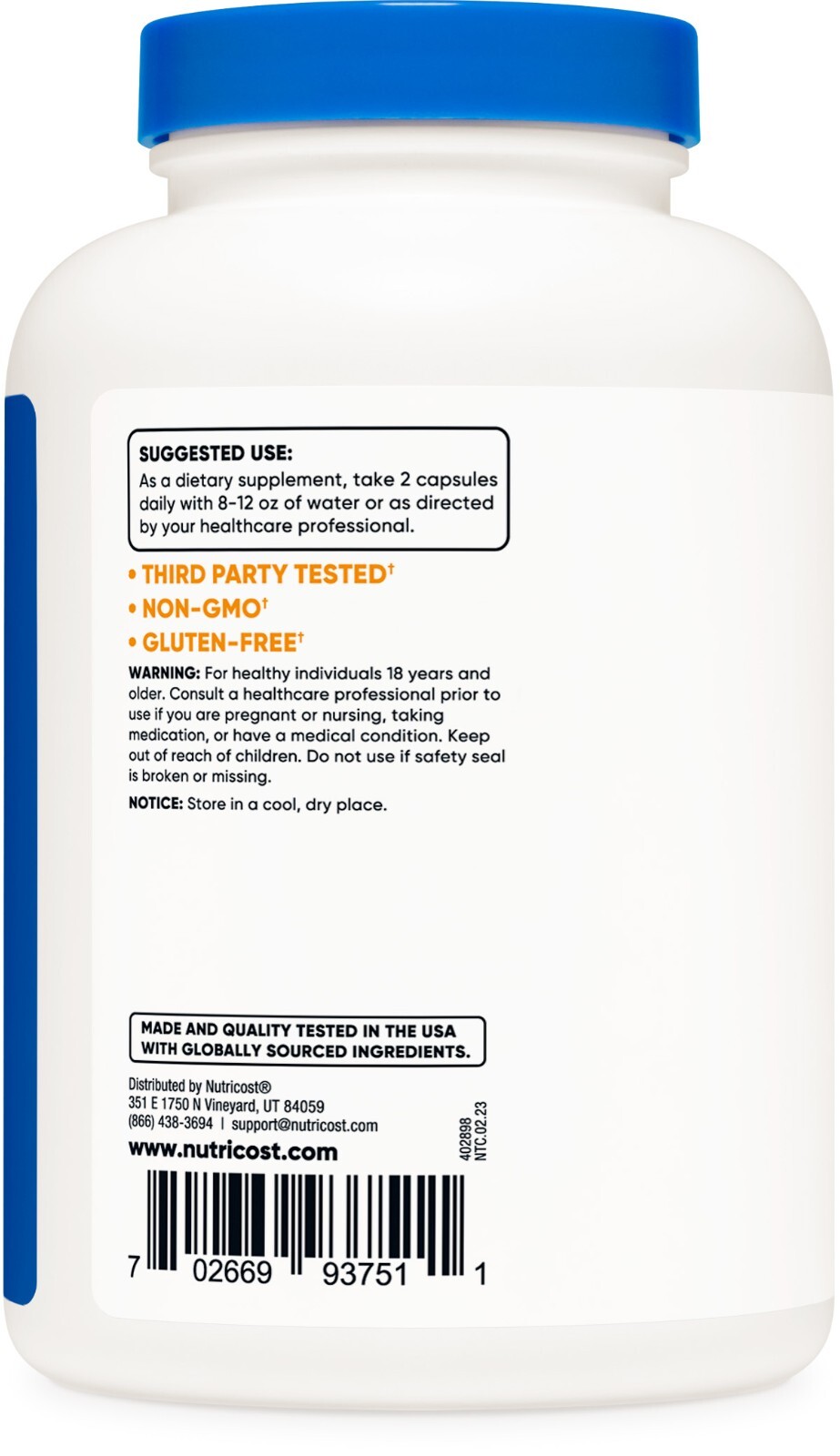 Nutricost L-Lysine 1000mg, 250 Capsules - Gluten Free, Non-GMO, 500mg Per Cap