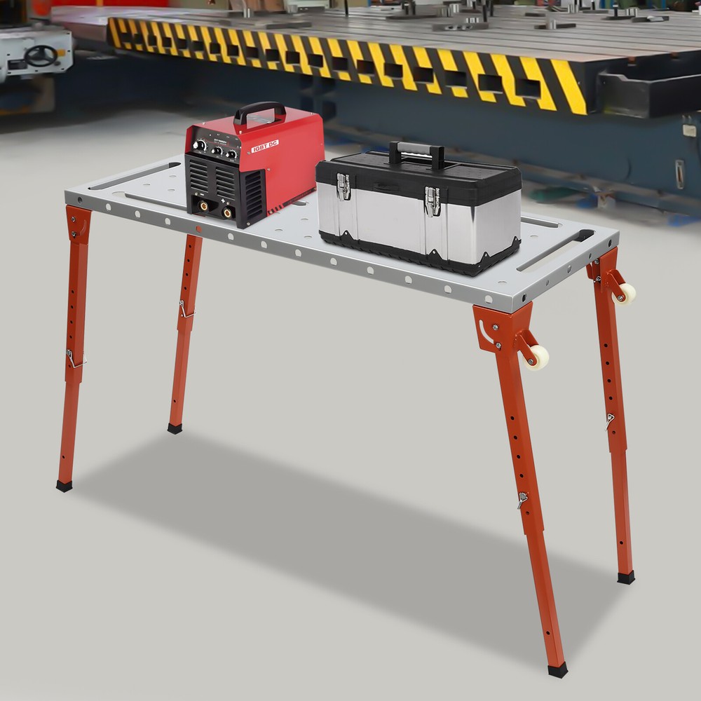 1000 Pounds Welding Workbench Table 4 Adjustable And Foldable Legs+2 Caster