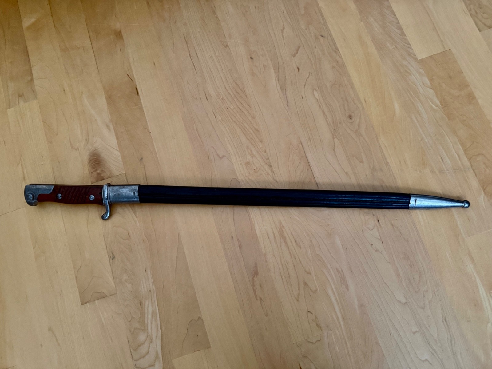 WWI Simson & Co. SUHL Bayonet With Leather Scabbard.