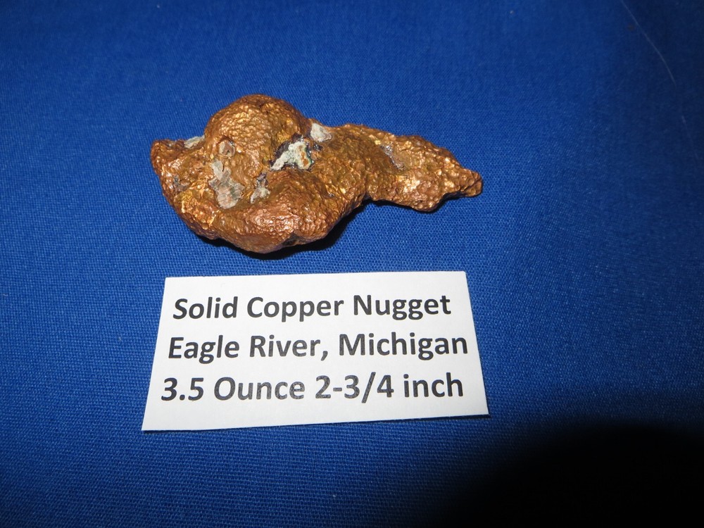 Large 3.5 oz NATURAL SOLID COPPER NUGGET Keweenaw Peninsula Michigan