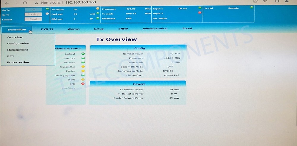 TV digital Syes DVB-T2 Exciter/Modulator 1 watt / transmitter