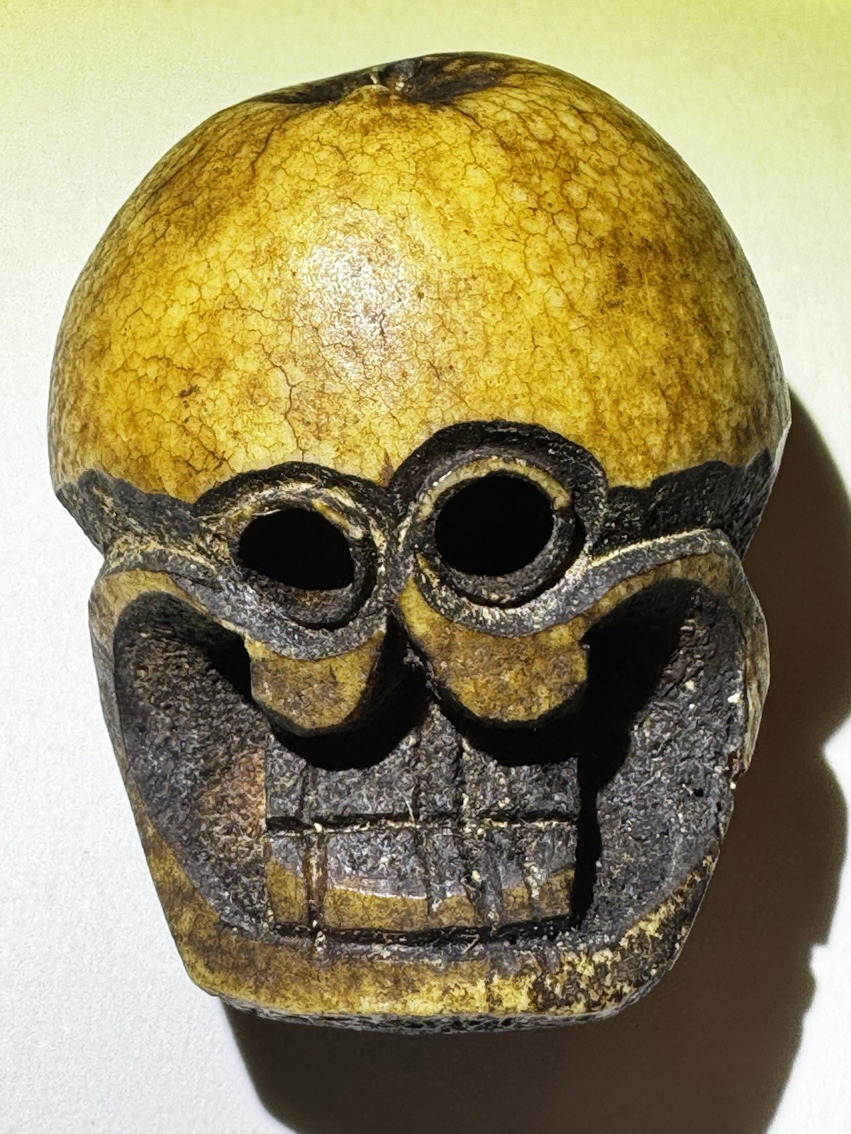 Oddity Hand Carved Tibetan Style Skull Bead Pendant Amulet Charm 2.5”