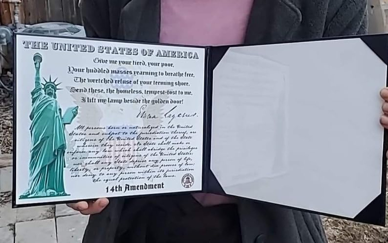 U.S. Citizenship and Naturalization Certificate Holder. Gold American Eagle Logo