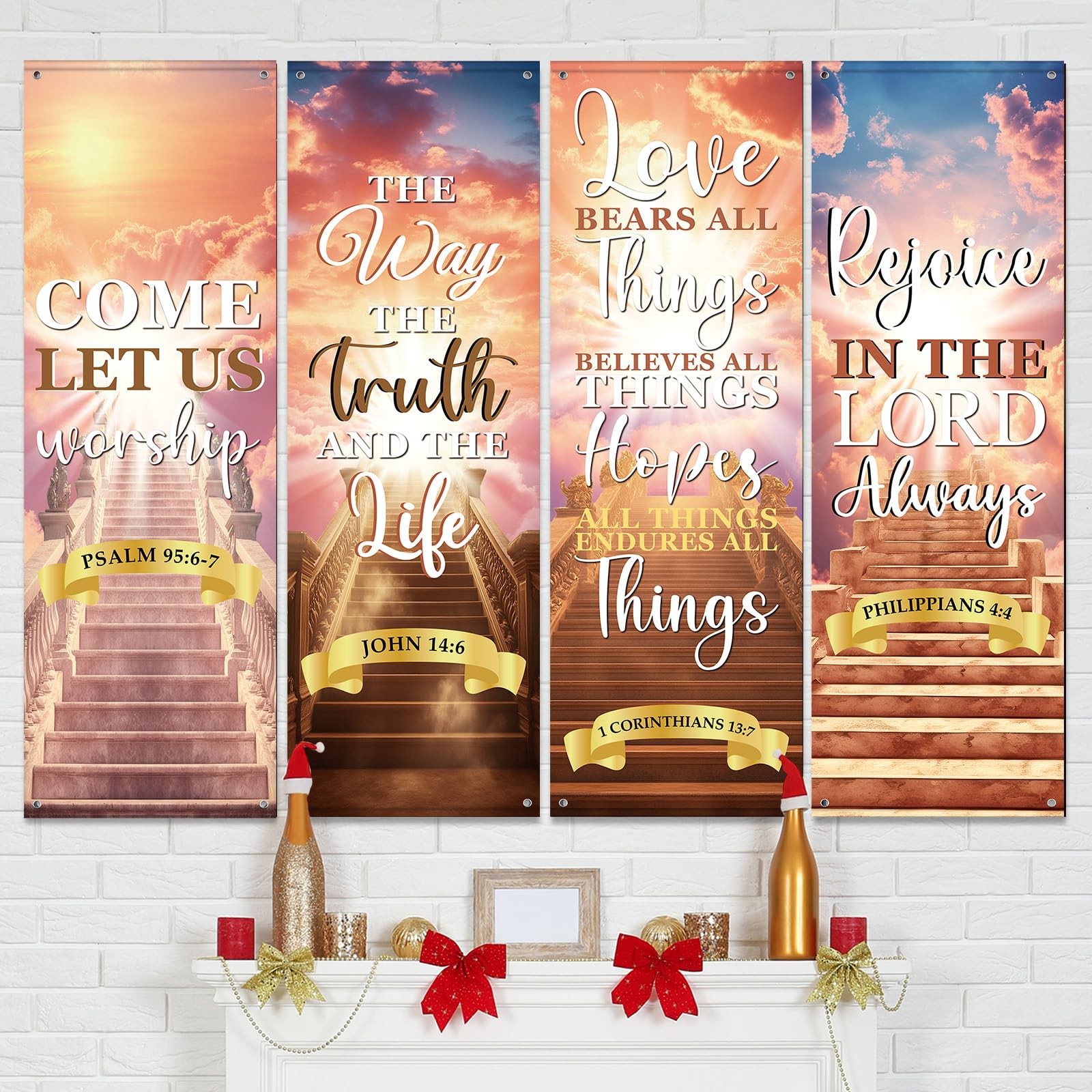4Pcs Church Banners With Scripture Church Banners for Sanctuary Wall Worship ...